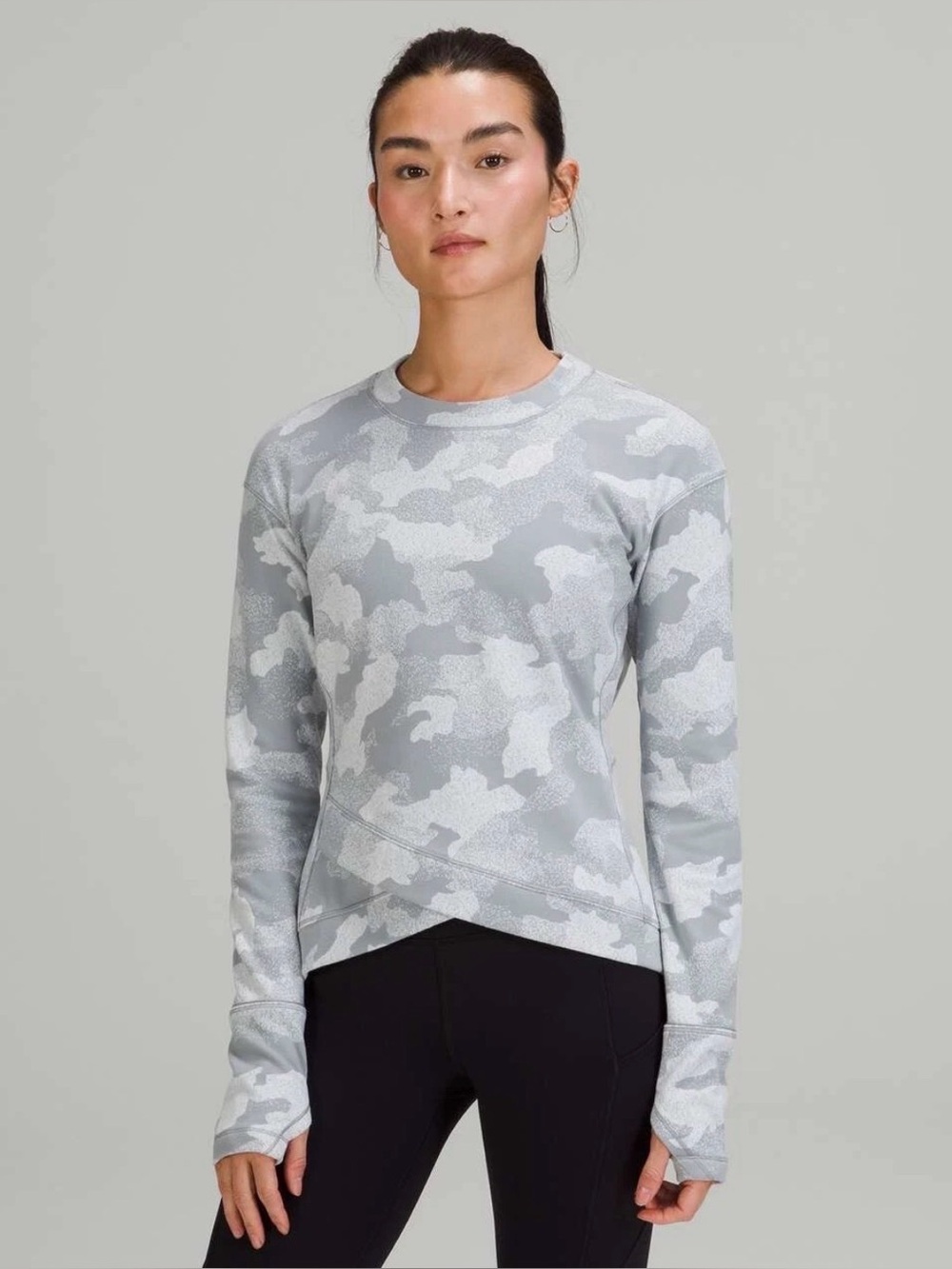 Lululemon Camo Close To Crossing Rulu Long Sleeve Shirt Crossover Gray Size 8